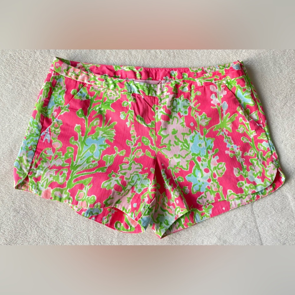 Lilly Pulitzer Adie Shorts Pink Green Flamingo Southern Charm Print Size 2 Women - Picture 7 of 16